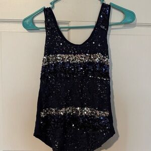 Rue21 Black and Silver Sequin Tank Top